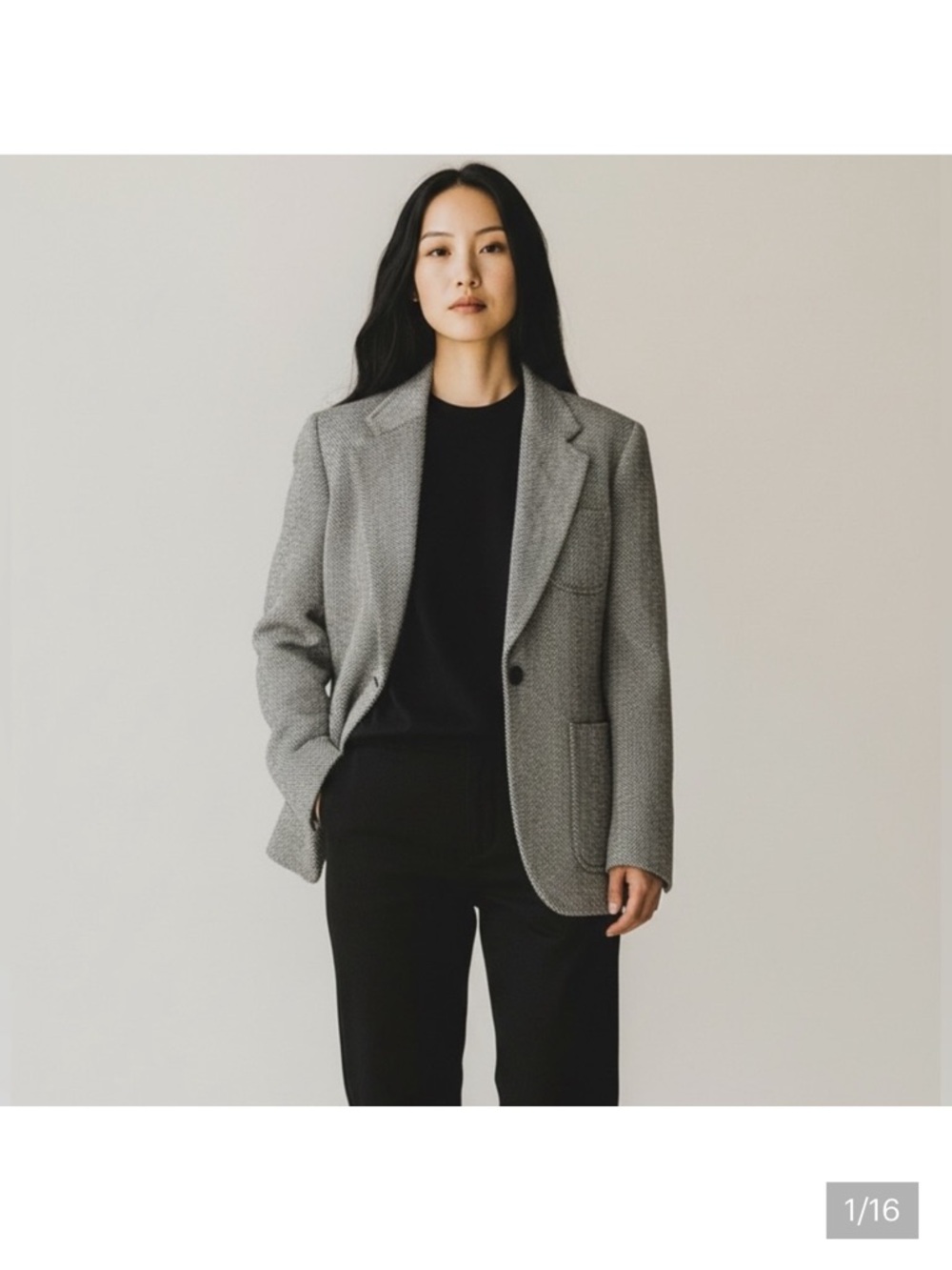 Ralph Lauren Gray Textured Houndstooth Blazer
